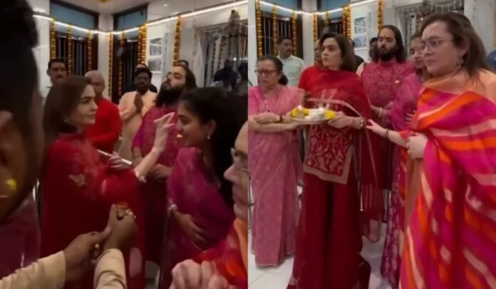 Ambani family seen engrossed in Navratri puja, did Garba with star kids, eyes fixed on Nita Ambani's look.
