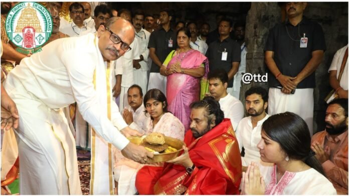 Deputy CM Pawan Kalyan reached Tirupati temple with his daughter, doing penance for 11 days
