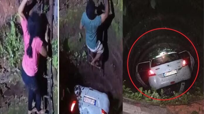 Google Map showed such a path to the couple at night, the car fell into a 15 feet deep well, know what happened next?
