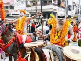 Kumbh 2025: Grand cantonment entry of Shri Panchayati Akhara Mahanirvani, royal splendor of Naga Sadhus arriving on horse and camel shown
